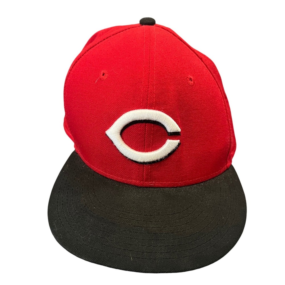 New Era Cincinnati Reds Hat Mens 7 1/2 Red Black 59Fifty Fitted On Field MLB
